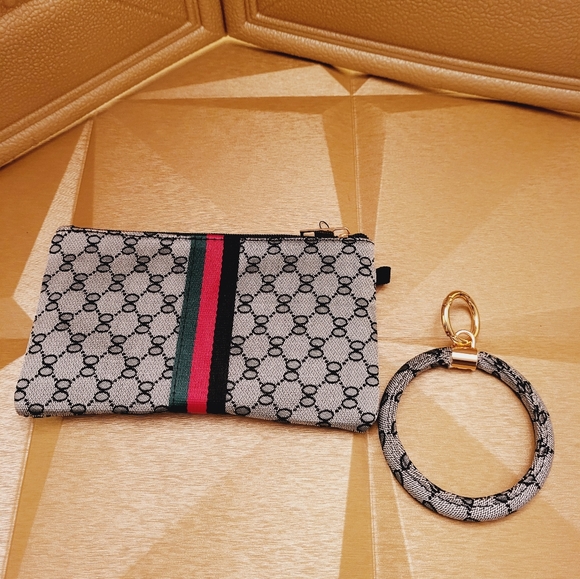 FINAL PRICE: Grey, Black, Green, Red Designer Look Wristlet - Picture 2 of 5